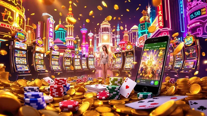 Tampilan permainan slot mobile IYA777 dengan reel dan simbol berwarna